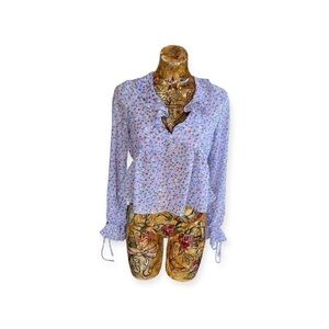 know.one.cares blouse top floral crop long sleeves small